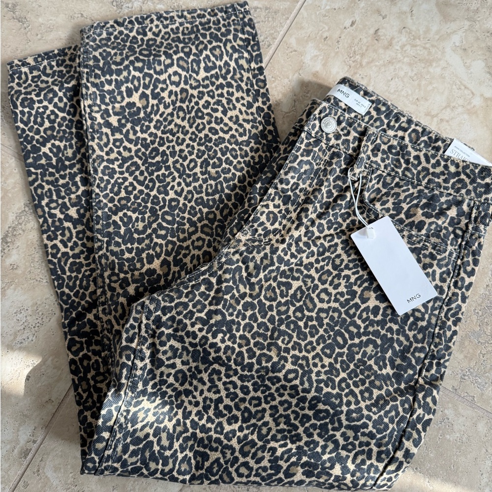 Mango cheetah/leopard jeans size 8